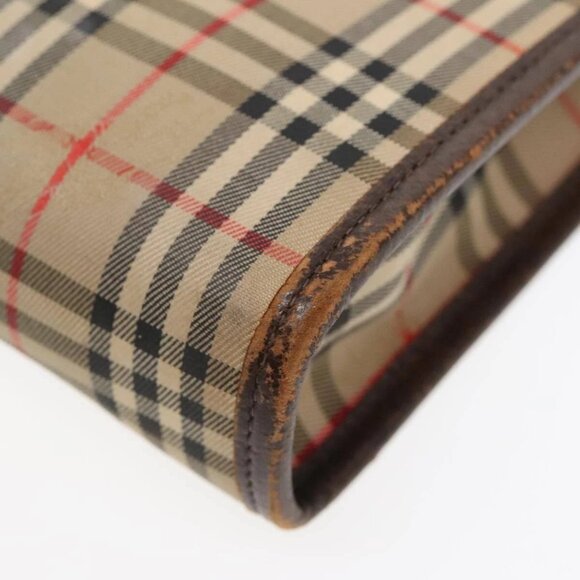 Burberrys Nova Check Clutch Bag Canvas Leather Beige Brown Auth 89716 - Picture 4 of 16